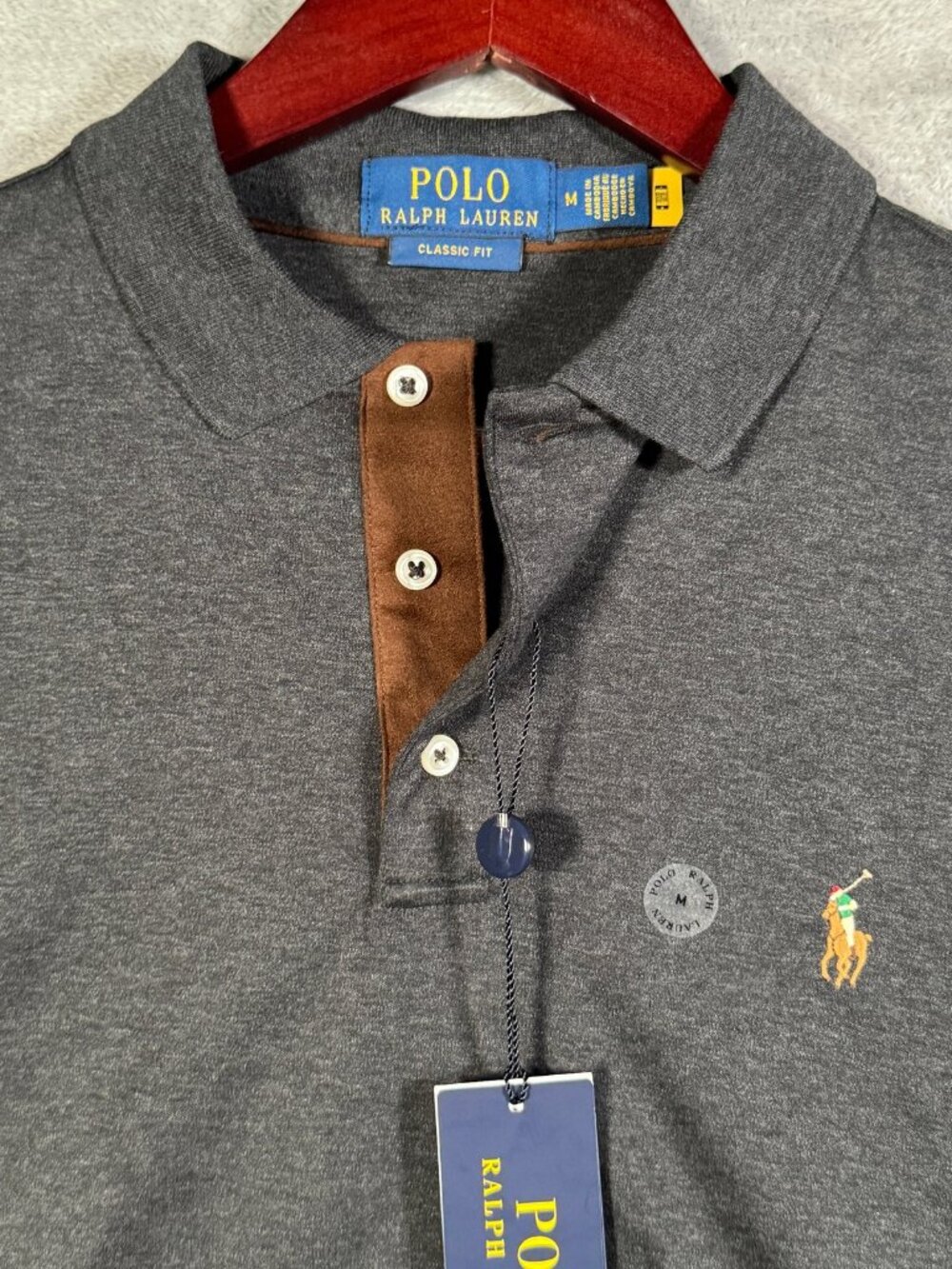 Polo Ralph Lauren Shirt Mens M Gray Heather Long Sleeve Classic Fit Soft Cotton